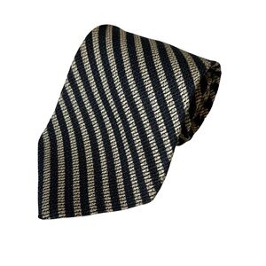 Modules mens cream black stripe 100% silk vintage neck tie made in Japan